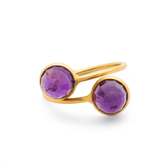 Tresor Collection - Amethyst Rd Rose cut Top Ring in 18k Yellow Gold