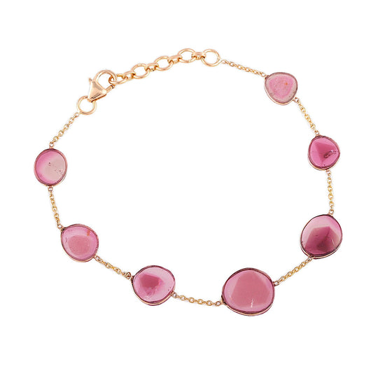 Tresor Collection - Watermelon Tourmaline Unshape Bracelet in 18K Yellow Gold