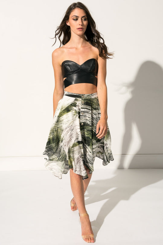GAZA PALM Asymmetric Silk Skirt | GAZA Jupe asymétrique palm en soie