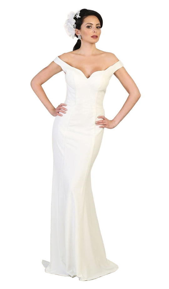Off Shoulder Long Sheath Evening Gown