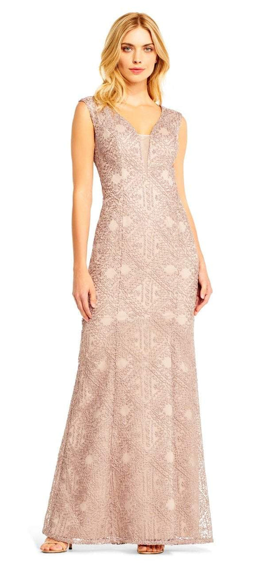 Aidan Mattox - MD1E201403 Sleeveless Soutache Embroidered Gown  in Pink