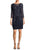 Aidan Mattox - MD1E201969 Embellished Quarter Length Sleeve Dress In Blue