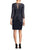 Aidan Mattox - MD1E201969 Embellished Quarter Length Sleeve Dress In Blue