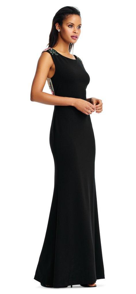 Aidan Mattox - MD1E202412 Embellished Taffeta Bateau Trumpet Dress In Black