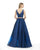 Morrell Maxie - 15773 Deep V-Neck Two-Piece Mikado Gown in Blue