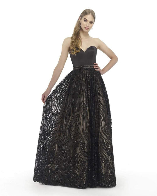 Morrell Maxie - 15777 Satin Sweetheart Embroidered Ballgown in Black