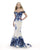 Morrell Maxie - 15780 Off Shoulder Floral Mermaid Gown in White and Blue