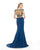 Morrell Maxie - 15783 Two-Piece Cap Sleeve Beaded Evening Gown in Blue