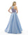Morrell Maxie - 15785 Halter Floral Applique Mikado A-line Gown in Purple