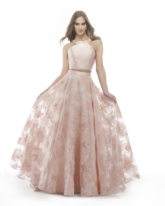 Morrell Maxie - 15792 Two Piece Mikado Jacquard Print Dress in Pink