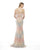 Morrell Maxie - 15805 Thin Strap Sequined Sheath Gown in Pink and Multi-Color