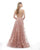 Morrell Maxie - 15807 Embroidered Floral Illusion Gown in Pink