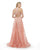 Morrell Maxie - 15808 Embroidered Illusion Halter A-line Dress in Pink