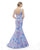 Morrell Maxie - 15811 Jacquard Print Mermaid Dress in Blue and Purple