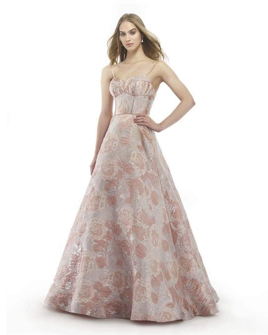 Morrell Maxie - 15813 Floral Embellished Sweetheart Ballgown in Pink and Silver