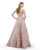Morrell Maxie - 15813 Floral Embellished Sweetheart Ballgown in Pink and Silver