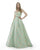 Morrell Maxie - 15815 Strapless Plunging Jacquard Ballgown in Green