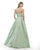 Morrell Maxie - 15815 Strapless Plunging Jacquard Ballgown in Green