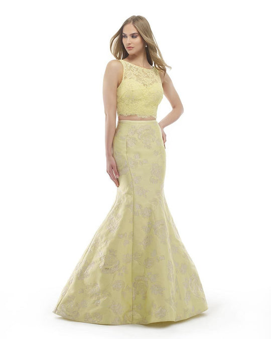 Morrell Maxie - 15826 Two Piece Lace Mermaid Dress in Yellow