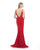 Morrell Maxie - 15830 Embellished Deep V-neck Sheath Dress in Red
