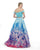 Morrell Maxie - 15836 Two-Piece Off-Shoulder Printed Ballgown in Blue