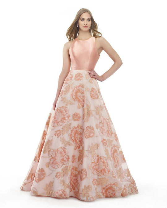 Morrell Maxie - 15843 Sleeveless Mikado Floral Ballgown in Orange