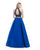 Morrell Maxie - 15846 Two Piece Beaded Halter Gown in Blue