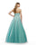 Morrell Maxie - 15847 Strapless Trailing Appliqued Ballgown in Blue and Green