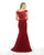 Morrell Maxie - 15867 Wide V-neck Mikado/Lace Trumpet Dress in Red