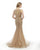 Morrell Maxie - 15872 Bateau Beaded Illusion Evening Gown in Neutral
