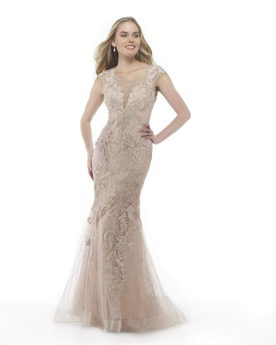 Morrell Maxie - 15874 Cap Sleeve Illusion Mermaid Gown in Pink