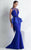 MNM Couture - Royal Deep V Illusion Evening Dress G0787 in Blue