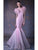 MNM COUTURE - G1027 Feathered V-neck Mermaid Dress In Pink