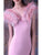 MNM COUTURE - G1027 Feathered V-neck Mermaid Dress In Pink