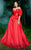 MNM COUTURE - 2488 Ruched Off-Shoulder Half Sleeves Ballgown In Red
