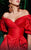 MNM COUTURE - 2488 Ruched Off-Shoulder Half Sleeves Ballgown In Red