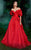 MNM COUTURE - 2488 Ruched Off-Shoulder Half Sleeves Ballgown In Red