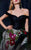 MNM COUTURE - 2489 Off-Shoulder Floral Appliqued Gown with Overskirt In Black