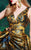 MNM COUTURE - 2497 Embossed Plunging V-Neck Evening Gown In Olive
