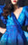 MNM COUTURE - 2500 Plunging V-Neck Jumpsuit with Overskirt in Blue