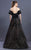 MNM COUTURE - K3634 Embellished Ruffled Off-Shoulder A-line Dress In Black