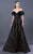 MNM COUTURE - K3634 Embellished Ruffled Off-Shoulder A-line Dress In Black