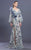 MNM COUTURE - K3653 Embroidered Asymmetric Neck Trumpet Dress In Blue