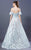 MNM COUTURE - K3654 Lace Embroidered Off-Shoulder A-line Dress In Blue