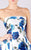 MNM COUTURE - M0033 Strapless Floral Printed A-line Dress In White and Blue