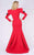 MNM COUTURE - M0037 Long Sleeve Bateau Mermaid Dress With Train In Red