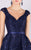 MNM COUTURE - M0038 Sequined Lace V-neck Gown In Blue