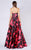 MNM COUTURE - M0040 Two Tone Floral Printed Mikado A-line Dress In Black and Red