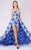 MNM COUTURE - M0040 Two Tone Floral Printed Mikado A-line Dress In Black and Red