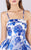 MNM COUTURE - M0041 Floral Patterned High Low A-line Dress In White and Blue